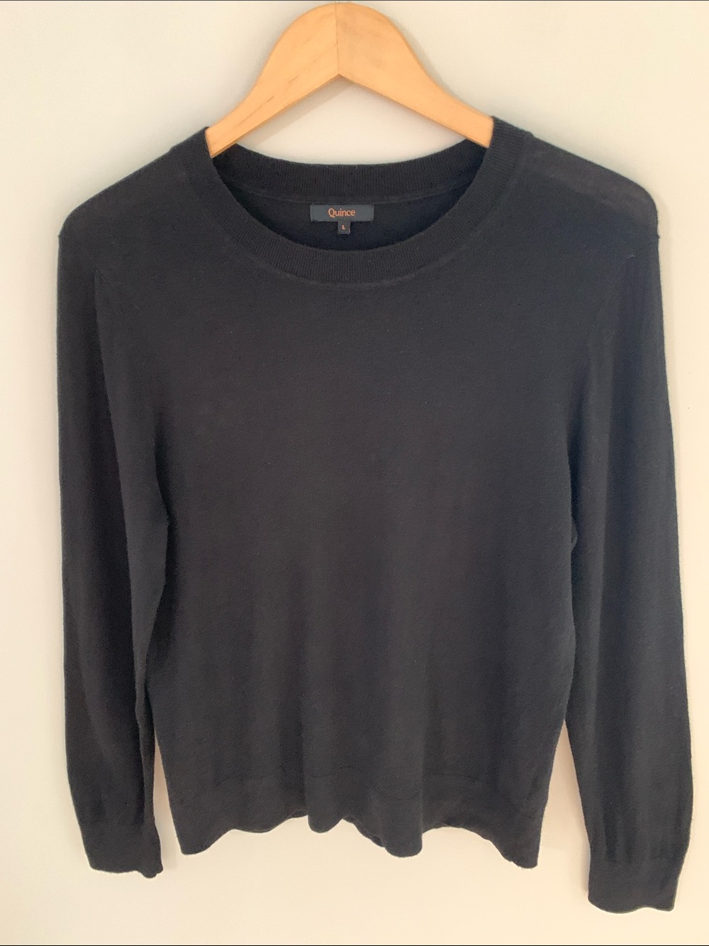 Quince Lightweight Cotton Cashmere Crew Neck Sweater Black Large